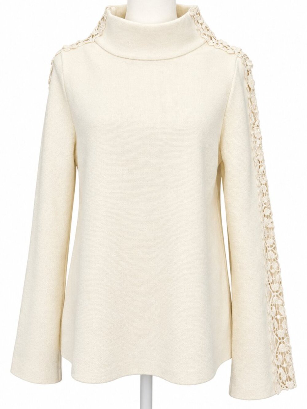 ANTHROPOLOGIE | Boho Ivory Sweater with Lace Inset - NWOT